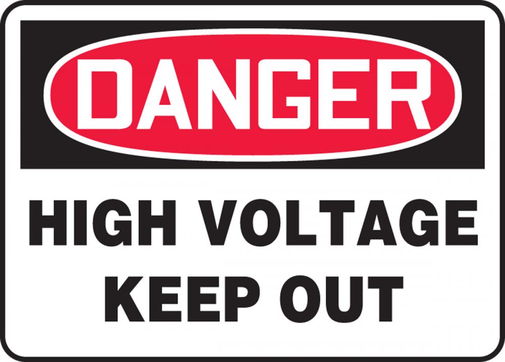 Safety Sign, DANGER HIGH VOLTAGE KEEP OUT, 7" x 10", Aluminum