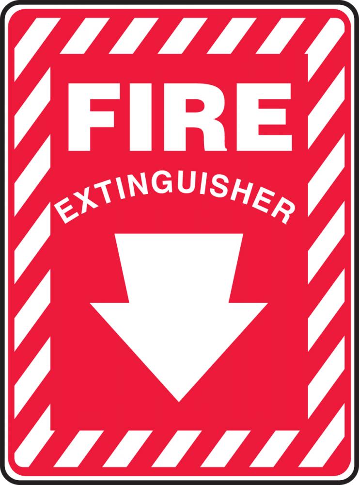 Safety Sign, FIRE EXTINGUISHER, 10" x 7", Aluminum