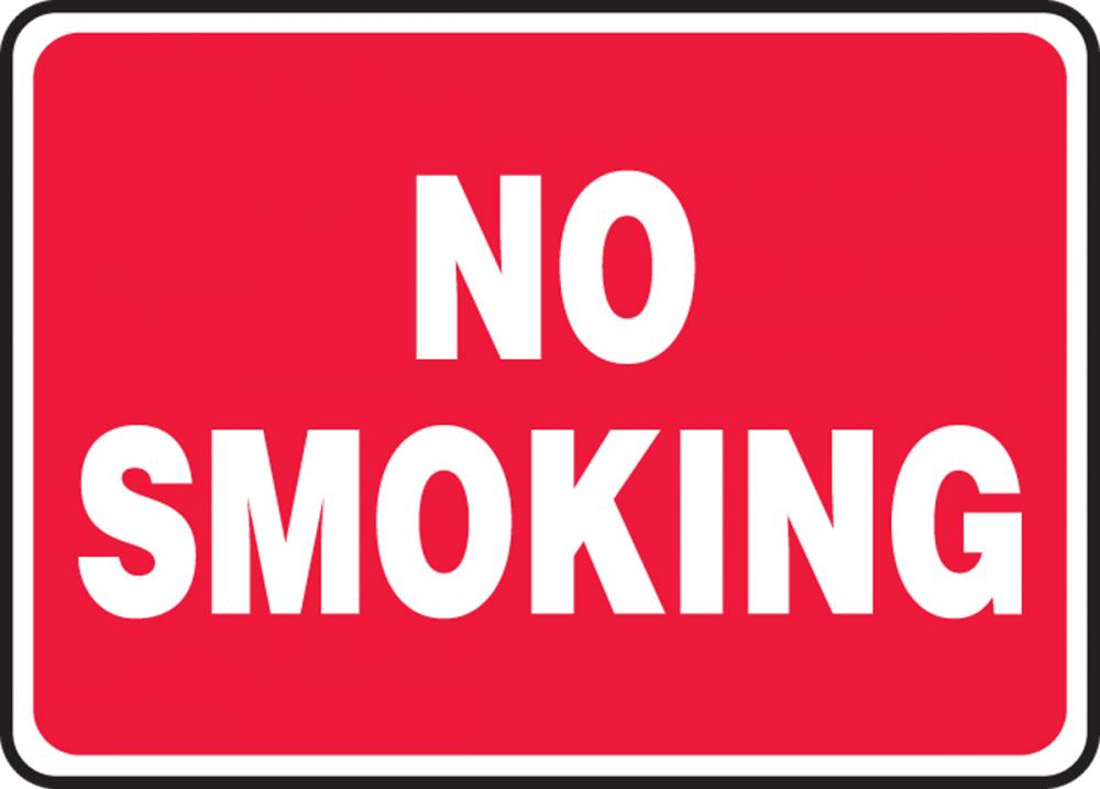 Safety Sign, NO SMOKING (white/red), 7" x 10", Adhesive Vinyl