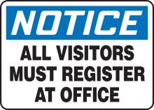 Accuform MADM882VP - Safety Sign, NOTICE ALL VISITORS MUST REGISTER AT OFFICE, 7" x 10", Plastic