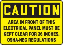 Accuform MELC639VP - Safety Sign, CAUTION AREA IN FRONT OF THIS ELECTRICAL..., 7" x 10", Plastic