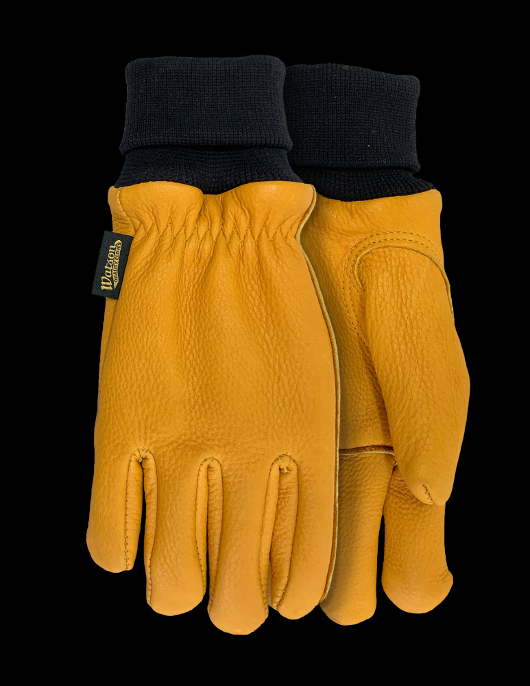 THE DUKE FULLGRAIN COW FLEECE LINED KNIT WRIST GOLD DRIVER - S