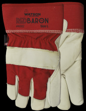 Watson Gloves 4002-M - RED BARON FULLGRAIN COW COTTON DRILL BACK COMBO - M