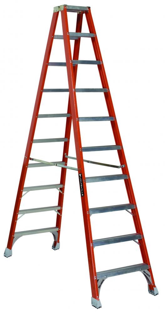10' Fiberglass Twin Step Ladder, Type IA, 300 lb Load Capacity