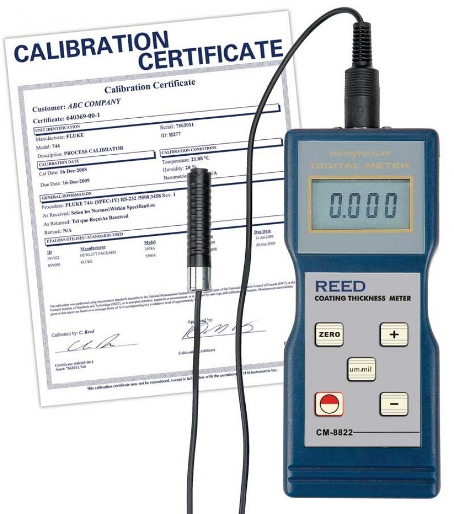REED CM-8822-NIST Coating Thickness Gauge, 0-1000um (0-40mils), includes NIST Traceable Certifi