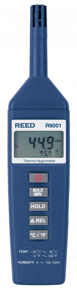 REED R6001 Thermo-Hygrometer, -4 to 140F (-20 to 60C), 0-100%RH