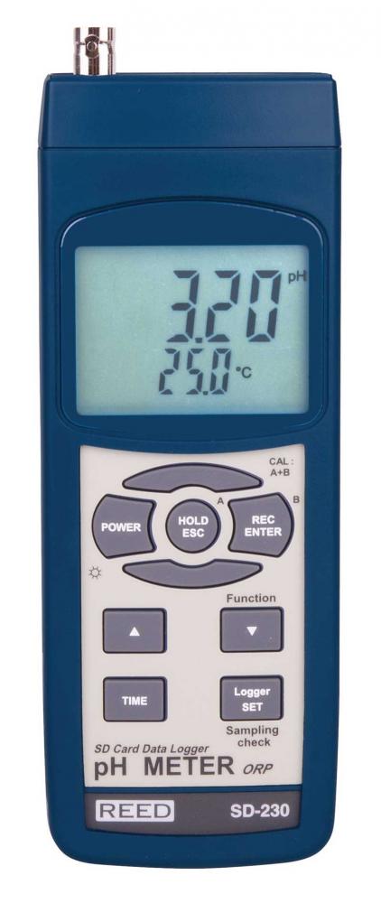 REED SD-230 SD Series pH/ORP Datalogger, 0.00 to 14.00 pH / 0-1999 mV