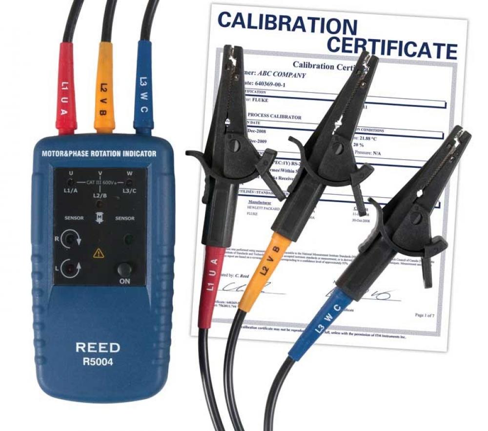 REED R5004-NIST Motor Rotation and 3-Phase Tester, includes NIST Traceable Certification