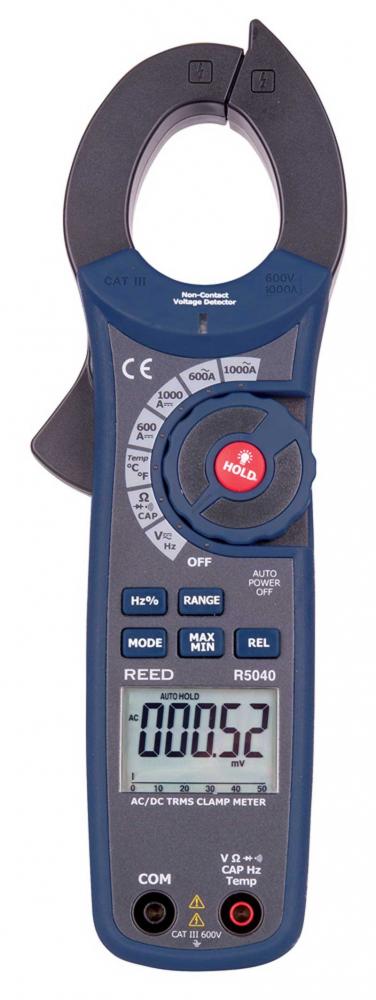 REED R5040 1000A AC/DC Clamp Meter with Temperature and Non-Contact Voltage Detector, True RMS