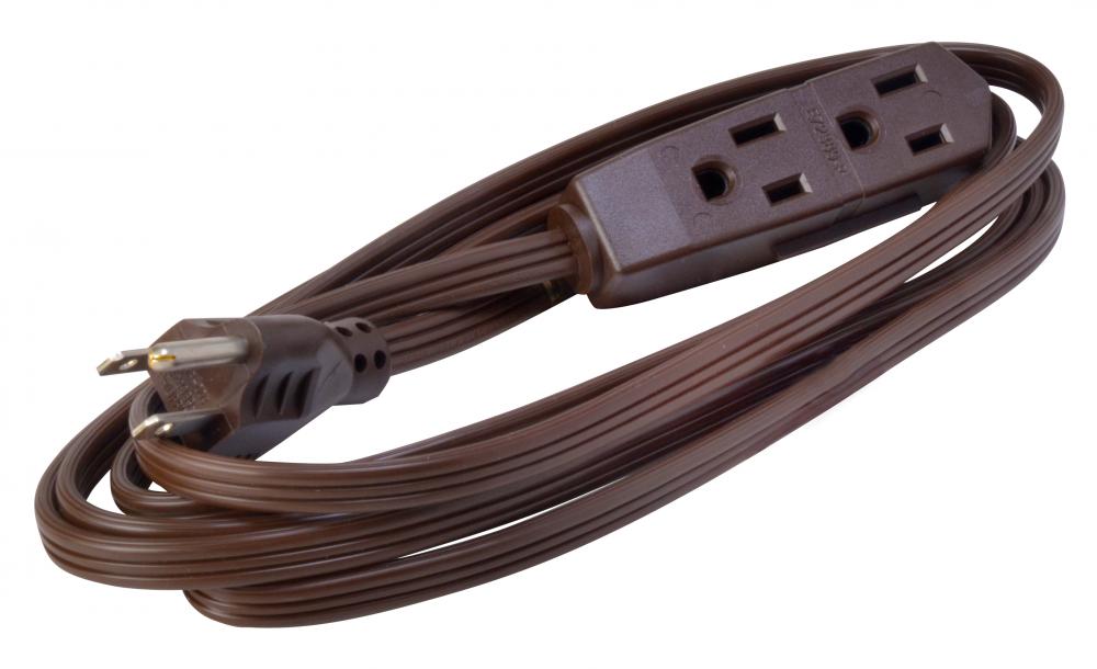 INDCORD- 16/3 SPT-2 8' BROWN 3OUTLET W
