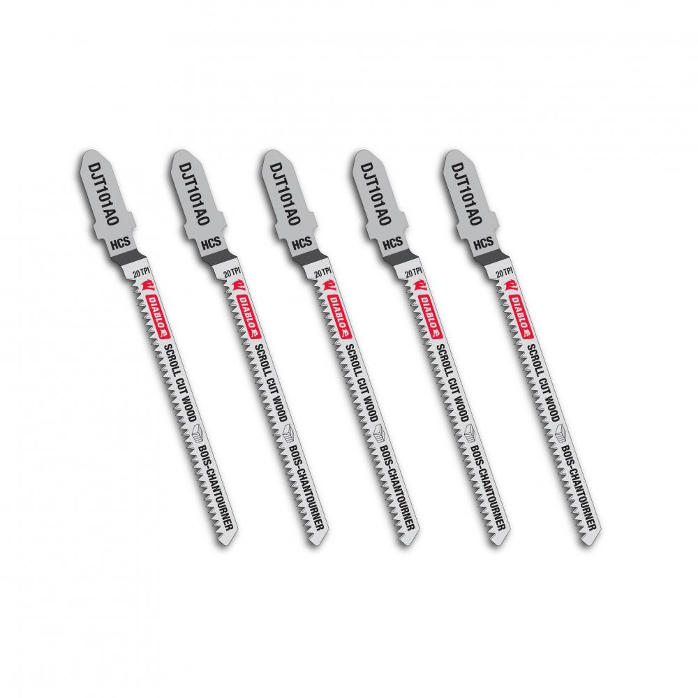 3-1/4" 20TPI High Carbon Steel Jig Saw Blade Set for Wood (5-Pack)