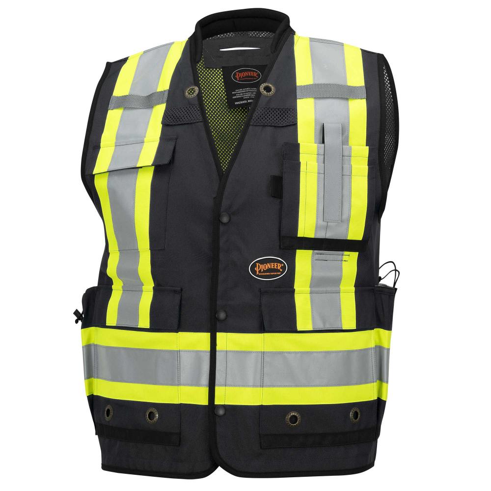 Hi-Vis Surveyor Vest - Anti-Microbial - Mesh Back - Black - 4XL